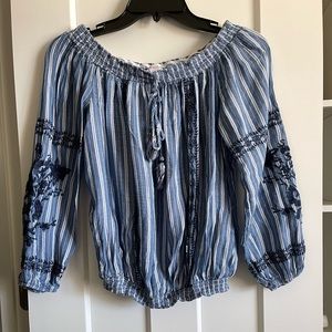 blue long sleeve top